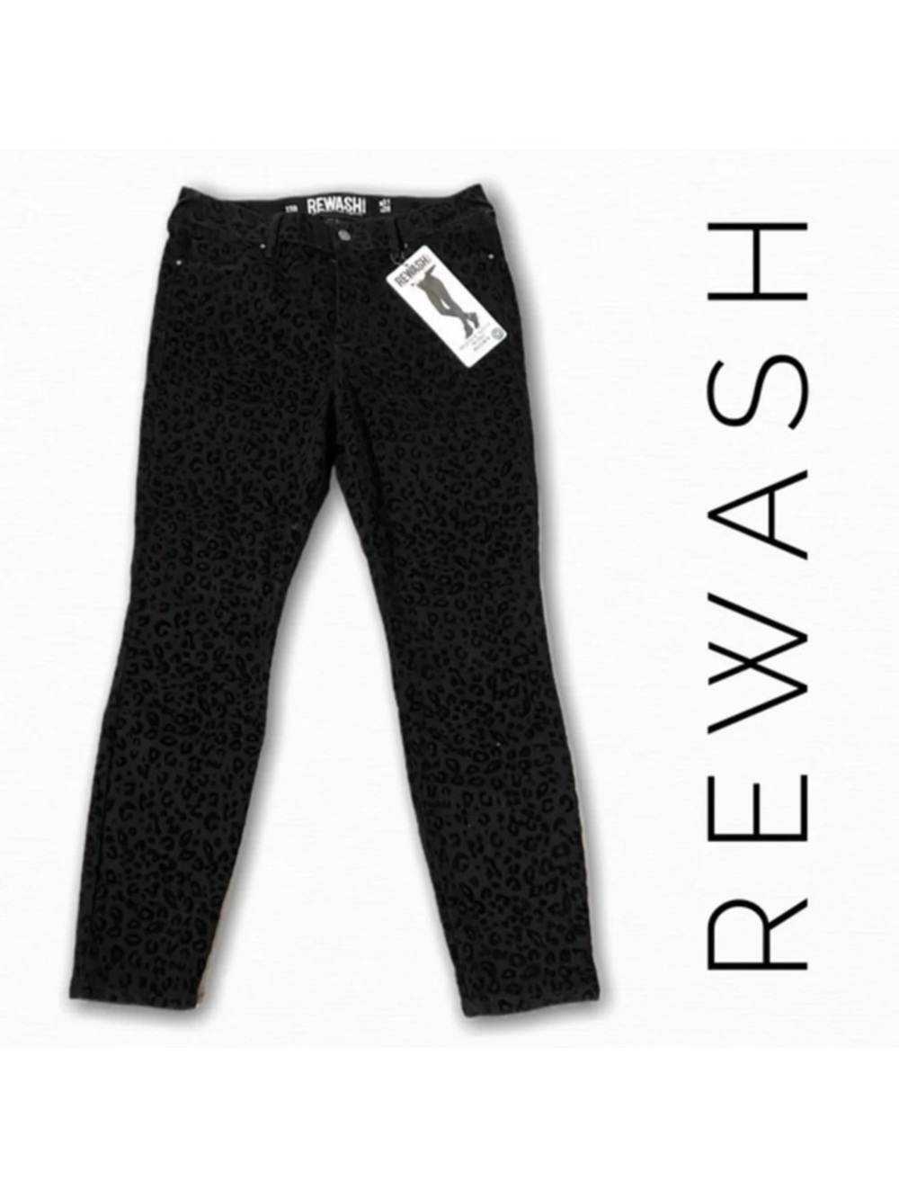 Rewash high rise black burn out velvet leopard print skinny pants
